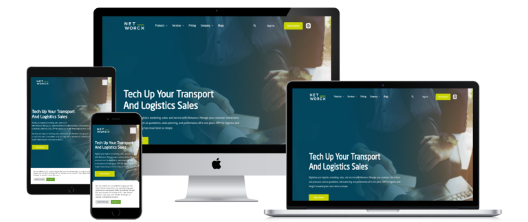 Responsive web design displayed on desktop, laptop, tablet, and smartphone